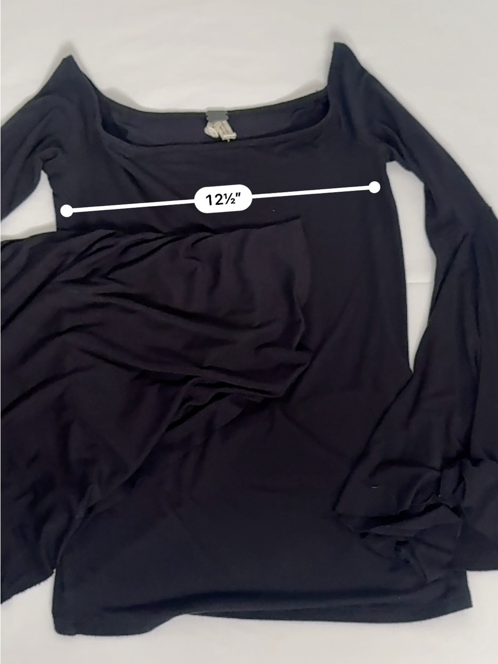 We The Free Black Off-Shoulder Long Sleeve Top with Bell Sleeves - Picture 6 of 6
